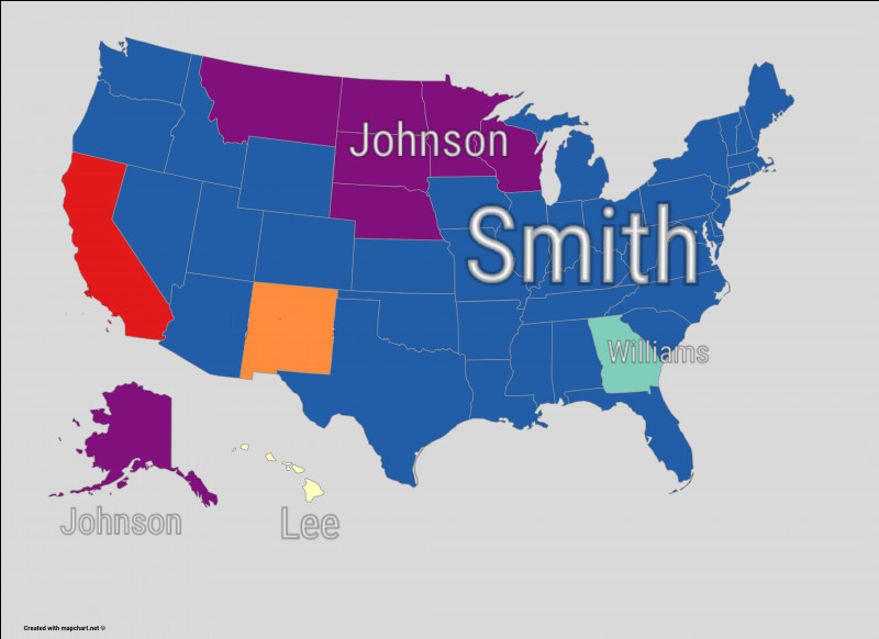 Patronymes > À part Smith, Johnson, Williams et Lee, deux autres noms sont les plus répandus en Californie et au Nouveau Mexique : lesquels ?