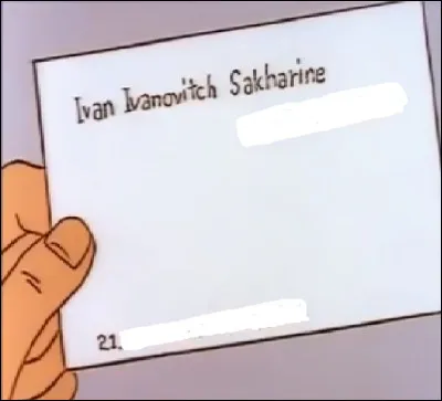 Tintin rend visite &agrave; ce Ivan Ivanovitch Sakharinequi pr&eacute;c&eacute;demment lui avait remis sa carte. O&ugrave; habite cet homme&nbsp; ?