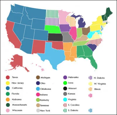 Que représente cette carte, pour chaque État ?