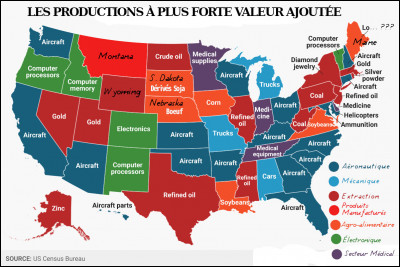 Économie > On peut constater qu'un seul État (le Montana) tire ses meilleurs profits d'une production manufacturière : laquelle ?