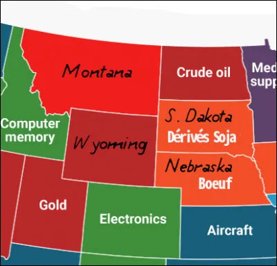 &Eacute;conomie (2) > Au sud du pr&eacute;c&eacute;dent, le Wyoming s'est sp&eacute;cialis&eacute; dans l'industrie de [...quel produit ?], s&ucirc;rement pour "dig&eacute;rer" la productions de son voisin de l'est, le Nebraska !