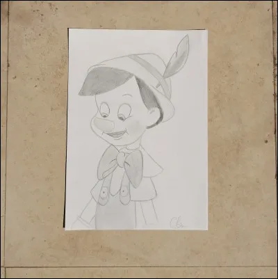 De quelle couleur est la plume sur le chapeau de Pinocchio ? Elle est...