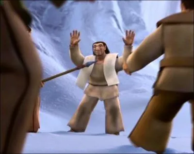 Que dit le pre du bb aux autres membres de sa tribu pour les empcher de tuer Manny ?