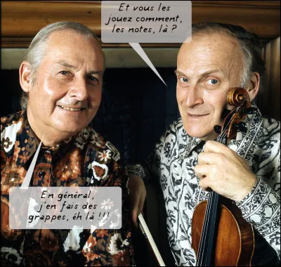 Pour retrouver son nom, il suffit d'écouter d'une oreille ce qu'il dit, le petit pépère de gauche ! (À droite, c'est Menuhin, yé-ous-dit que ça !)