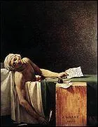 Quel peintre qui a t emprisonn aprs la chute de Robespierre a ralis 'La mort de Marat' ?