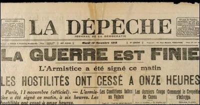 Où est signé l'armistice le 11 novembre 1918 ?
