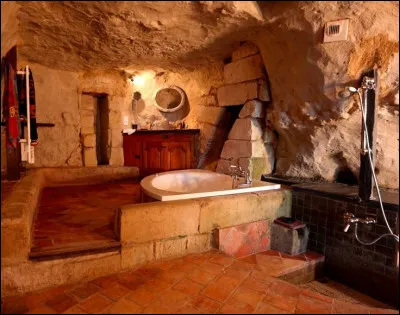 Dans quel type de maison se trouve cette salle de bain atypique ?