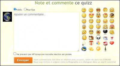 Laquelle de ces propositions pouvons-nous attribuer à un quiz pour le noter ?