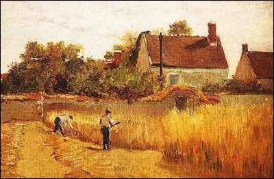 Qui a immortalisé cette scène des champs avec la maison de l'artiste ?