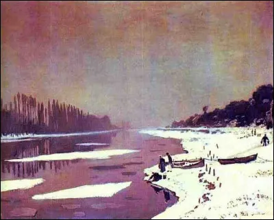 Sa toile représente des glaçons sous la neige :