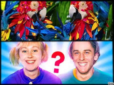 C'étaient Jenny et Valentin du "Monde à l'envers" derrière le duo de perroquets !