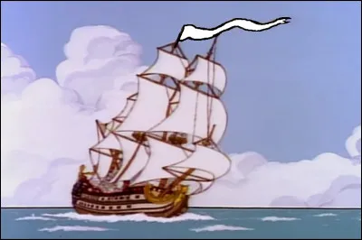 Quelle est la couleur de la banderole située sur le mat de ce bateau  ?