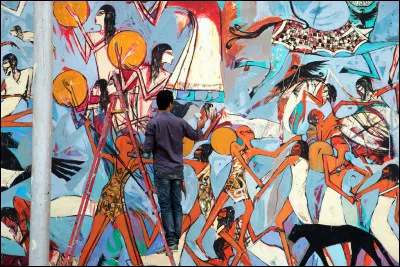 Artiste peinte égyptien connu pour ses immenses peintures murales. Qui est-il ?
