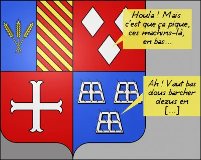 Le blason de cette cit&eacute; exp&eacute;rimente la herse &agrave; clous ! R&eacute;sultat : (&agrave; vous de l'&eacute;couter !)