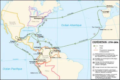 Néanmoins, il embarquera sur la corvette [...de quel nom ?] à La Corogne (Galice) nanti des laissez-passer et recommandations royales et scientifiques, grâce à ...