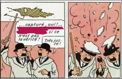 Le mieux est de donner un exemple, non ? Dans cette séquence, que dit le Dupond au téléphone, à la 1re case ?