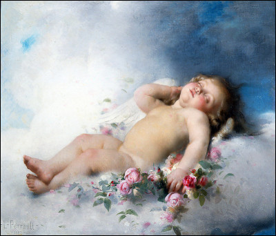 Bébé nu, angelot, symbolisant l'amour dans la peinture italienne :