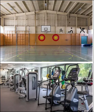 Le site possède un gymnase tout équipé. Ici, plusieurs disciplines sportives sont pratiquées. Combien de cibles voyez-vous ?