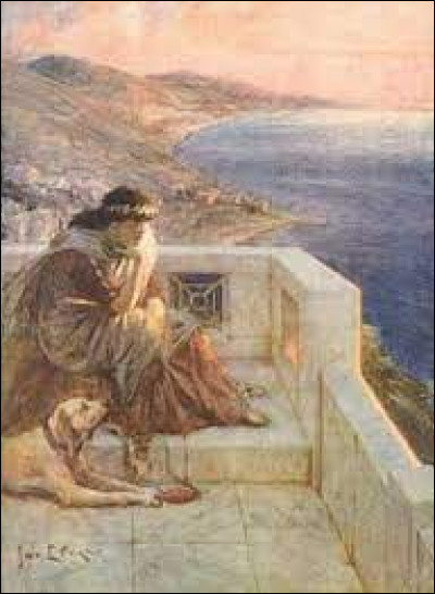 Patiente reine d'Ithaque en compagnie du chien Argos, observant chaque jour pendant 20 ans le retour de son bien aimé Ulysse. Qui est-elle ?