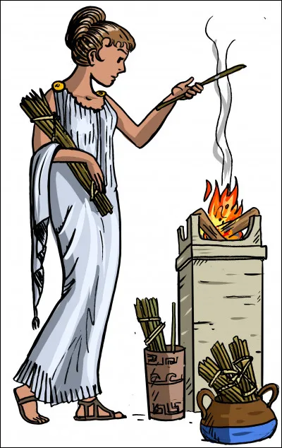 Comment se nomme la divinité du feu sacré et du foyer ?