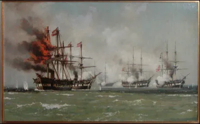 Le 8 mai 1864 &agrave; la bataille d'Heligoland, une flotte alli&eacute;e austro-prussienne essuie un &eacute;chec tactique et doit se retirer, son navire amiral fortement endommag&eacute;. Qui affrontait-elle ?