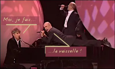 Un trio plein d'humour qui fait des reprises de tubes (non, pas de chaussettes !). Retrouvez leur nom ainsi que celui du groupe ayant chanté "J'ai encore rêvé d'elle..."