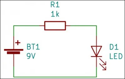 Voici un circuit électronique de base. Quels sont les trois composants nécessaire à sa réalisation ?