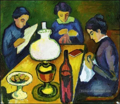 Qui a représenté ces trois femmes à la table à la lampe ?