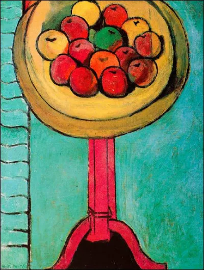 Qui a peint "Les Pommes sur la table, fond vert" ?