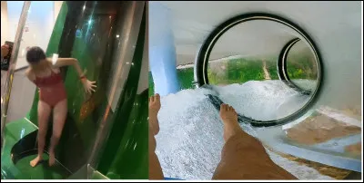 Sur celui-ci, vous êtes envoyé dans un long tunnel et le parcourez à une vitesse folle. Comment cette cliente va-t-elle pénétrer à l'intérieur du tube ?