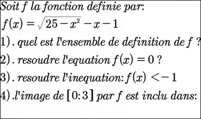 Dans l'exercice ci-dessus : 
Résous l'inéquation f(x) < 0