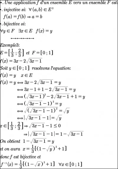 Dans notre exercice ci-dessus, après avoir montré que g est
bijective signalez l’antécédent de 4/9 par g