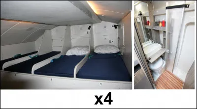 Juste derrière le cockpit, cet espace est réservé au personnel de l'avion. Combien de couchages y a-t-il en tout ?