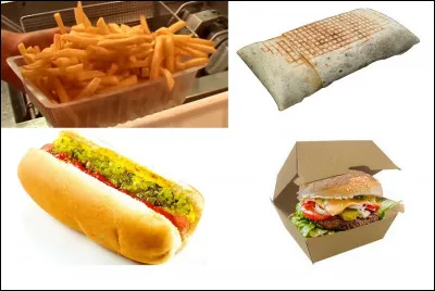 Vous avez une faim de loup ? Là aussi nous avons ce qu'il vous faut ! Mentionnez les produits alimentaires que vous voyez :