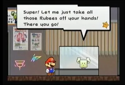 Dans Super Paper Mario, au chapitre 2-4, combien de rubis Mimic demande-t-elle afin de pouvoir continuer ?