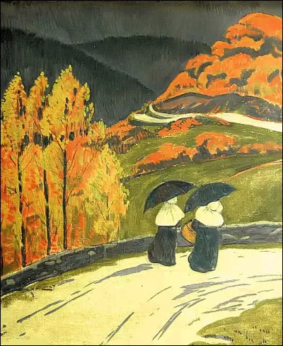 Qui a représenté "La pluie sur la route de la gare" ?