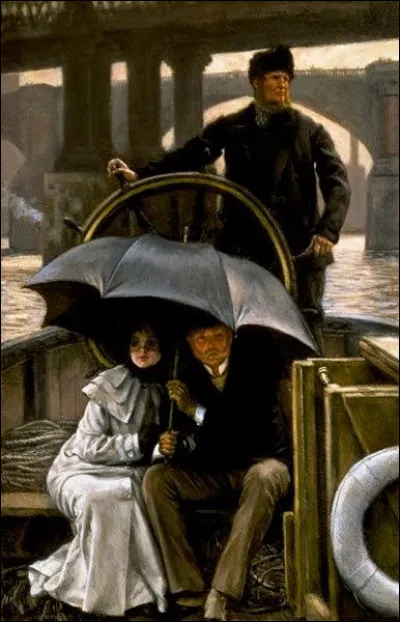 À qui appartient la toile intitulée "Sur le bateau, sous la pluie" ?