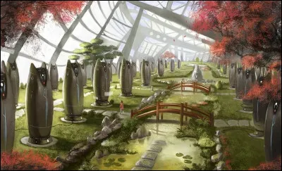 Une petite balade dans un jardin futuriste ? Combien de personnes voyez-vous ?