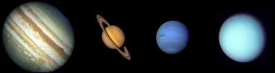 Cite les quatre planètes gazeuses.