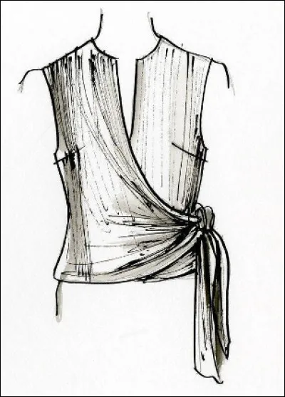 Quelle est cette sorte de gilet féminin dont le devant est en deux parties triangulaires, terminé par un cordon fixé à la pointe ?