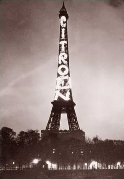 André Citroën avait le sens de la communication. En quelle année la tour Eiffel se pare-t-elle de cette belle enseigne ?