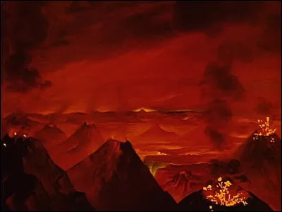 Le métrage nous montre ensuite la planète Terre parsemée de volcans et de rivières de lave. Il s'agit de la période :