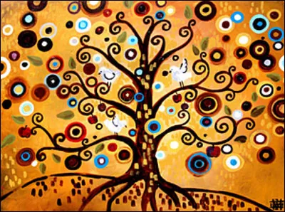 Quelle est lespèce de cet arbre réalisé par Natasha Wescoat ? Il est imaginaire mais en faisant bien attention, vous trouverez des indices qui vous mettront sur la voie.