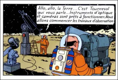 Tournesol et Wolf sont en plein travail sur le sol lunaire. Mais il n'y a-t-il rien qui vous choque sur cette image en direct ?
