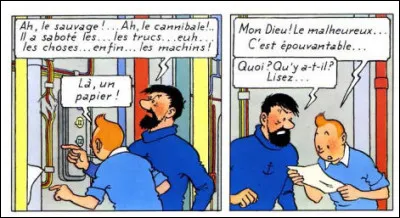 C'est alors ici précisément que ce situe une action absolument unique dans toute les aventures de Tintin : laquelle ?