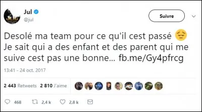 Corrigez ce tweet de Jul pour qu'il n'y ait plus de fautes.