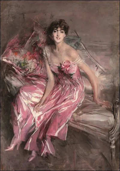 Décolleté aguicheur pour "La Femme en robe rose" de l'artiste :