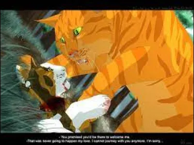 Le blaireau se met à secouer ton compagnon, avant de le laisser tomber au sol, et de fuir à travers la forêt. Tu te précipites vers Moustaches d'Orage, qui te murmure qu'il t'aime, et sera toujours près de toi et des petits. Puis il devient inerte. Comment réagis-tu ?