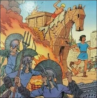 Dans quelle série se trouve cette couverture d'album intitulée "Le Cheval de Troie" ?