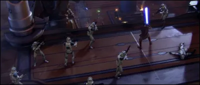 L'ordre 66 a été activé, tu es caché dans le temple Jedi et tu vois un groupe de trois padawans essayant de résister face à des clones. Que fais-tu ?